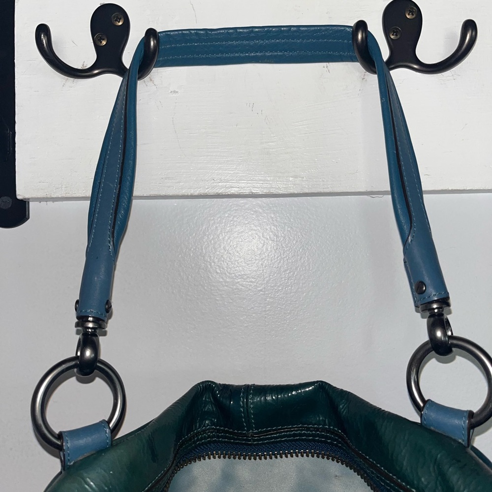 Coach Blue-Green Leather Shoulder Bag - Picture 5 of 8